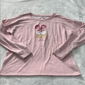LC Lauren Conrad Pink Long Sleeve Tee with Mouse Design
